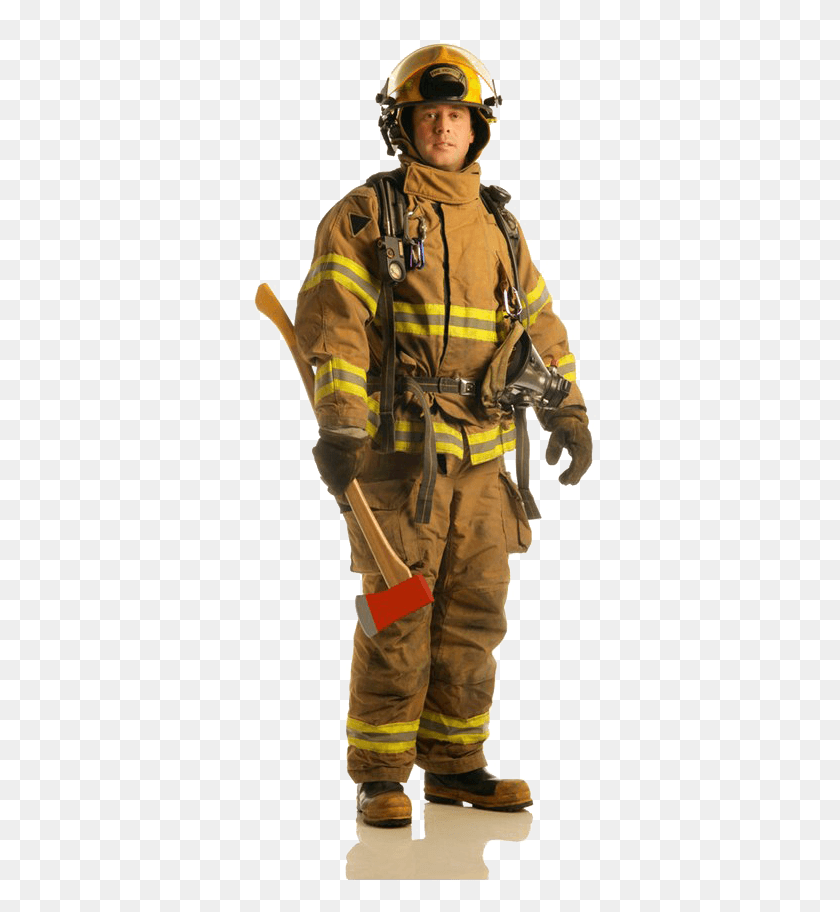 353x852 Png Изображение - Пожарный На Прозрачном Фоне.