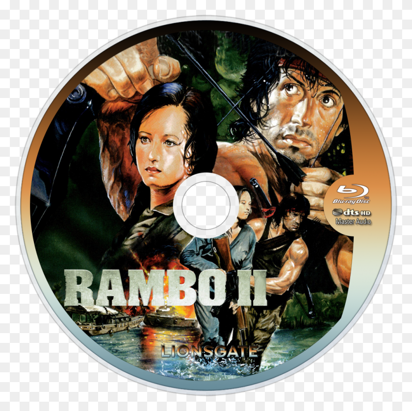 1000x1000 First Blood Part Ii Bluray Disc Image Label, Disk, Dvd, Person HD PNG Download