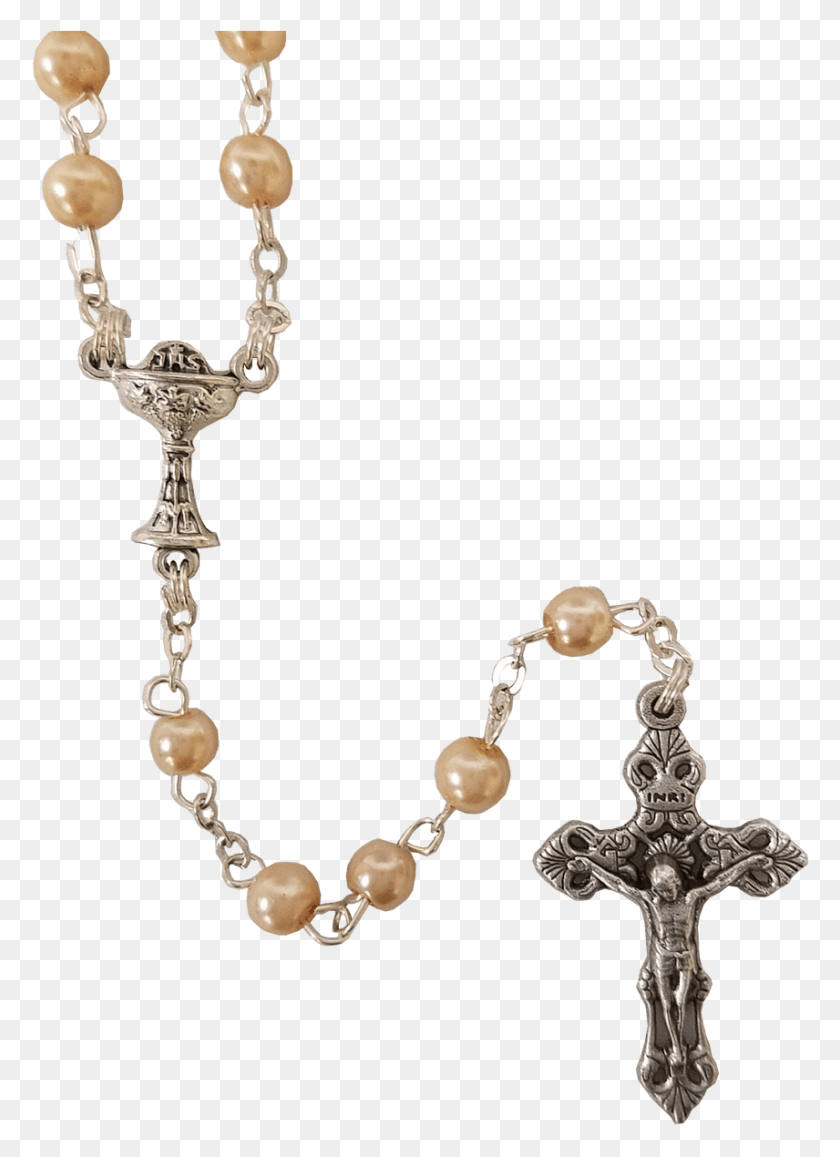 856x1204 First Communion Simulated Faux Antique Pearl Rosary Christian Cross, Accessories, Accessory, Necklace HD PNG Download