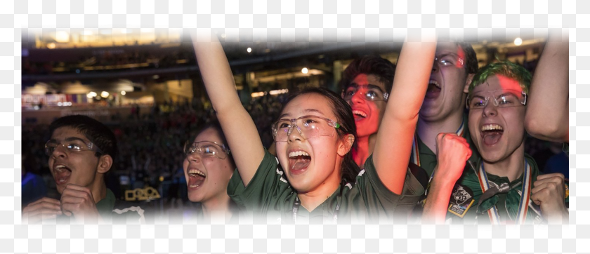 1901x738 First Students Celebrating At Robotics Event Fun, Person, Night Life, Glasses HD PNG Download