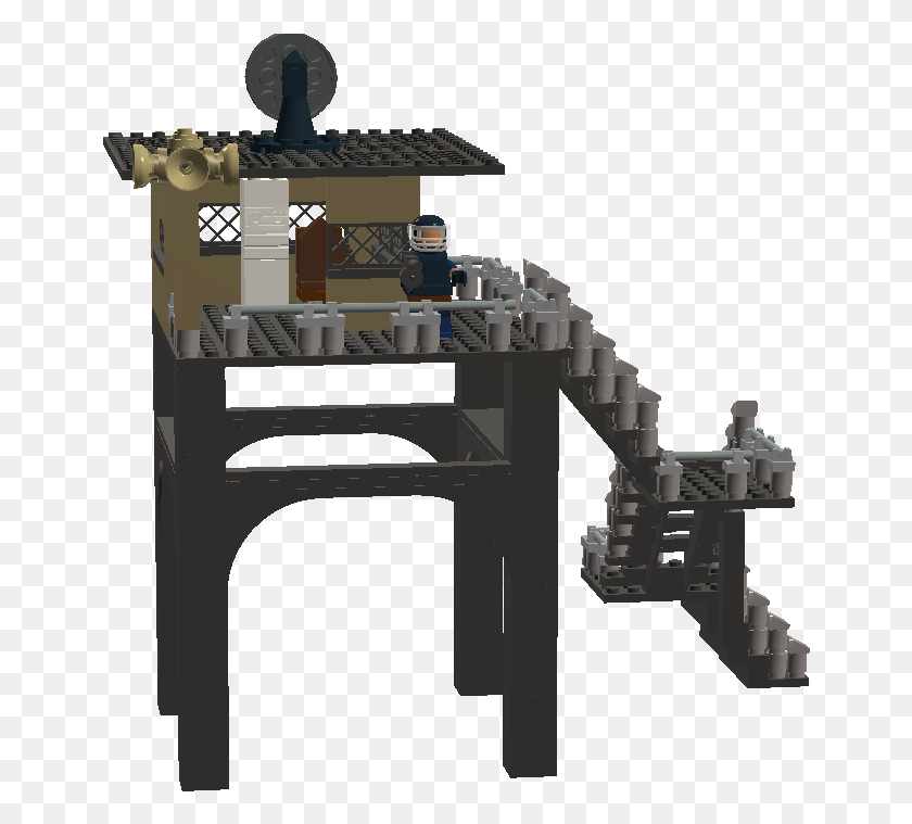 652x699 First We Have The Guard Tower To The Right Side Of Table, Toy, Building, Machine HD PNG Download