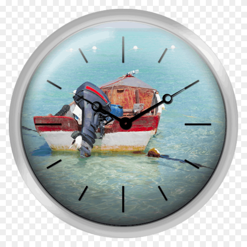 992x992 Fishing Boat On Idyllic Tropical Beach Jamaica Wall Clock, Analog Clock, Wall Clock, Person HD PNG Download