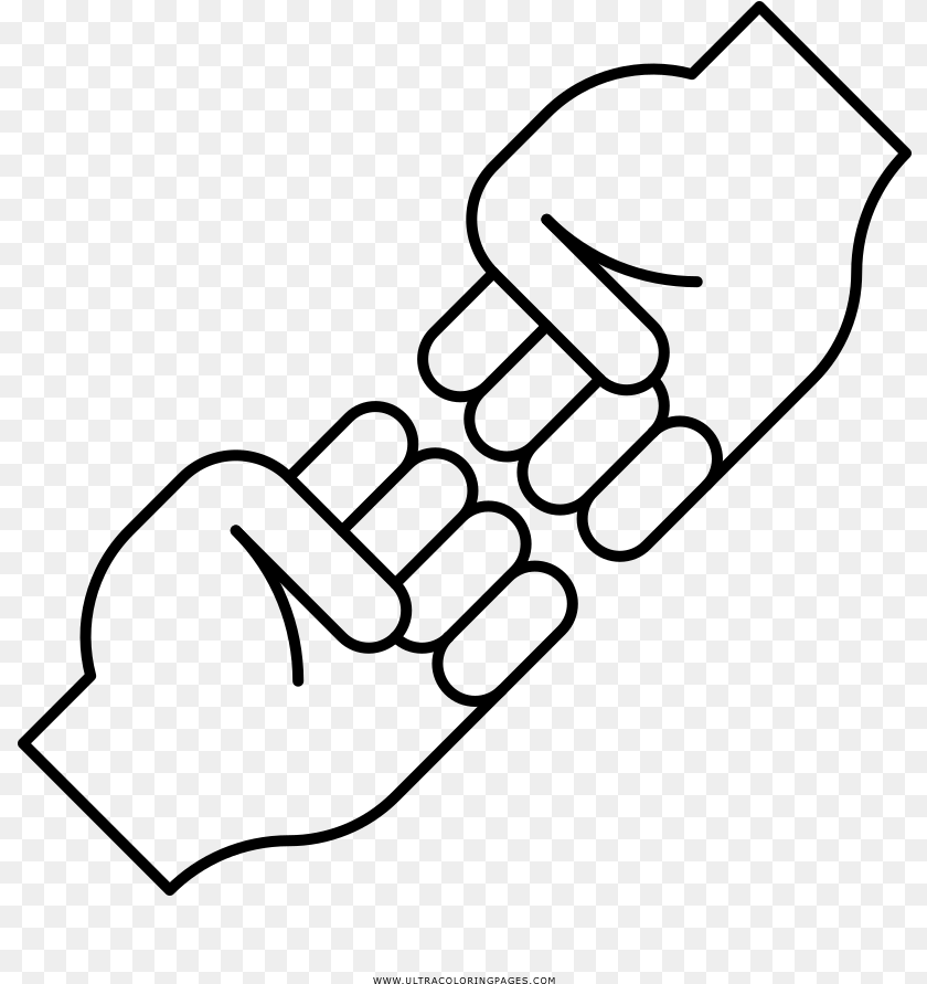 Fist Bump Coloring, Gray PNG