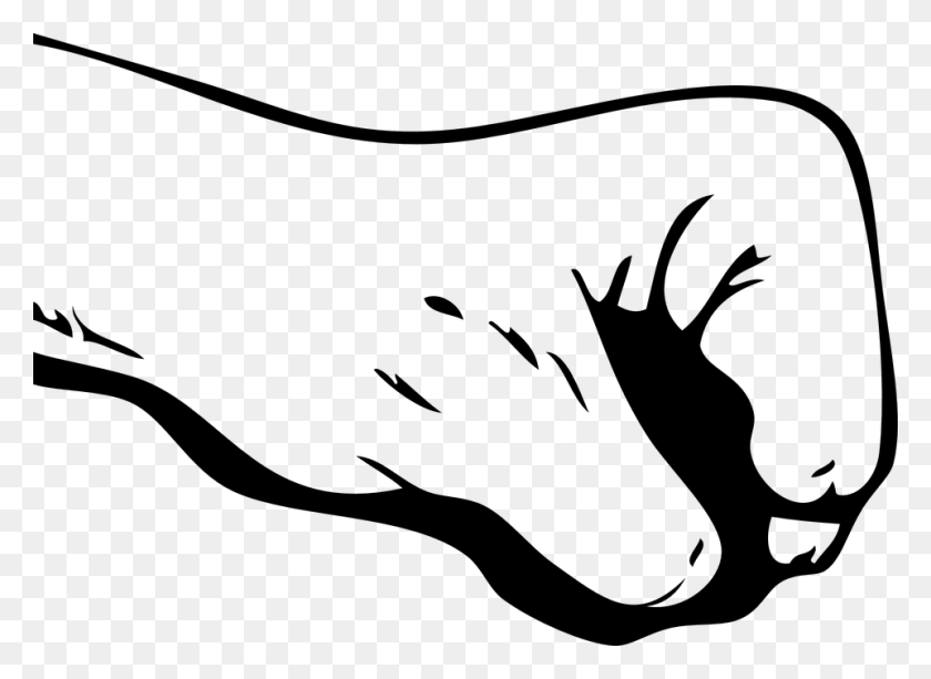 960x681 Fist Hand Gesture Power Strength Sign Male Arm Punching Fist Outline, Gray, World Of Warcraft HD PNG Download