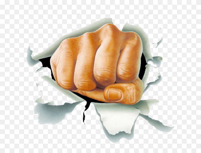 621x579 Fist Through The Wall Fist Punching Through Paper, Hand HD PNG Download