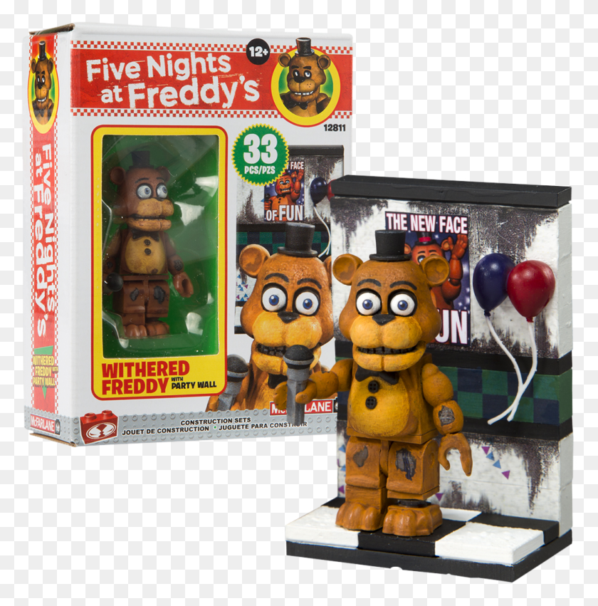 1026x1041 Cinco Noches En Freddy S Party Wall Micro Construcción Fnaf Mcfarlane Withered Freddy, Juguete, Robot, Texto Hd Png