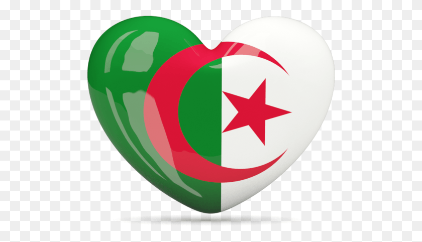 496x422 Значок Флага Крупнейшие Страны Африканские Страны Средиземноморье Флаг Алжира В Сердце, Символ, Символ Звезды, Плектр Hd Png Скачать