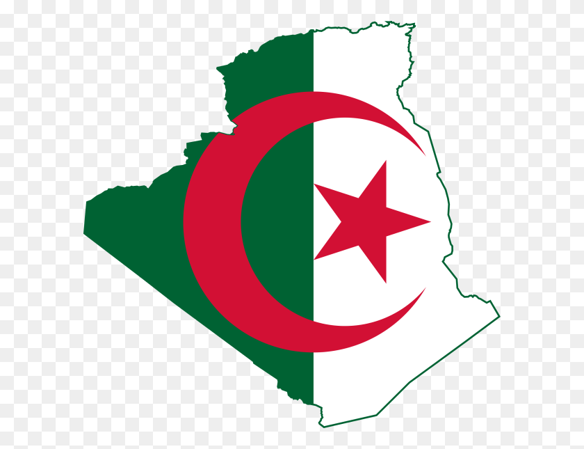 600x585 Flag Map Of Algeria Flag Of Algeria, Symbol, Star Symbol HD PNG Download