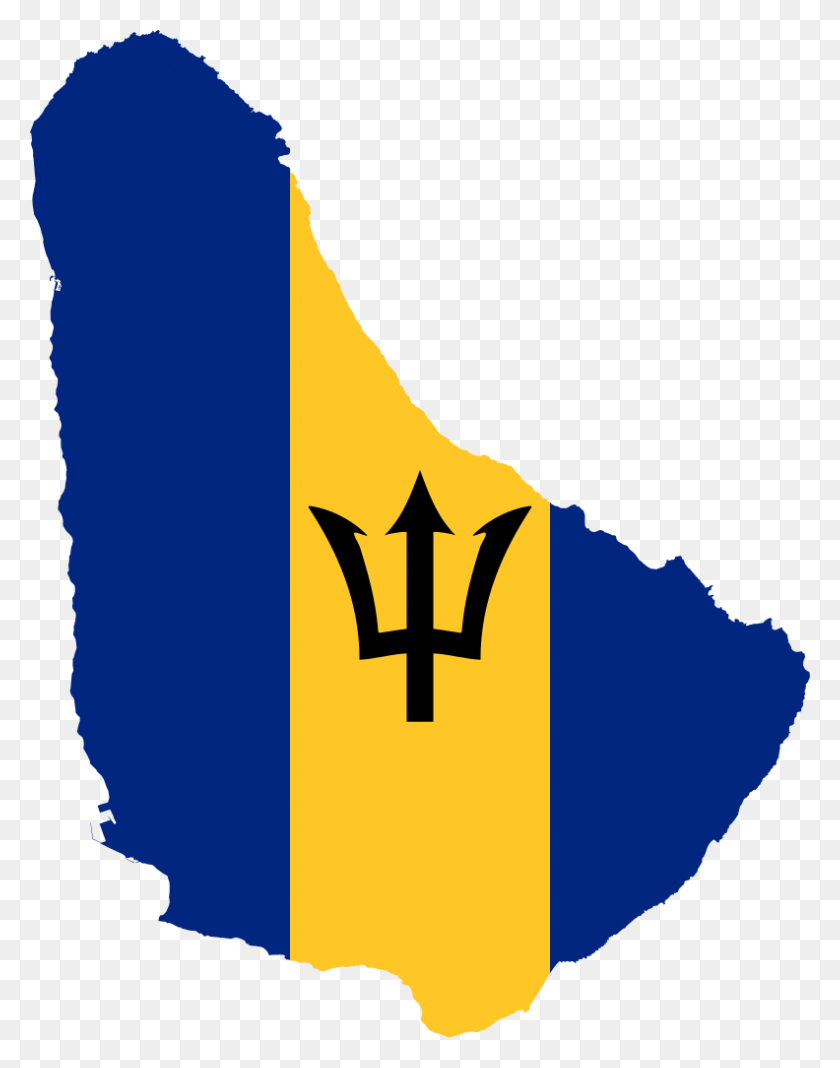 792x1024 Flag Map Of Barbados Barbados Flag And Map, Trident, Emblem, Spear HD PNG Download