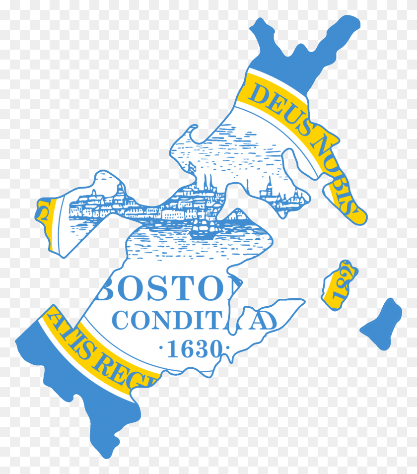 1748x2006 Flag Map Of Boston Boston On Map, Graphics, Logo HD PNG Download