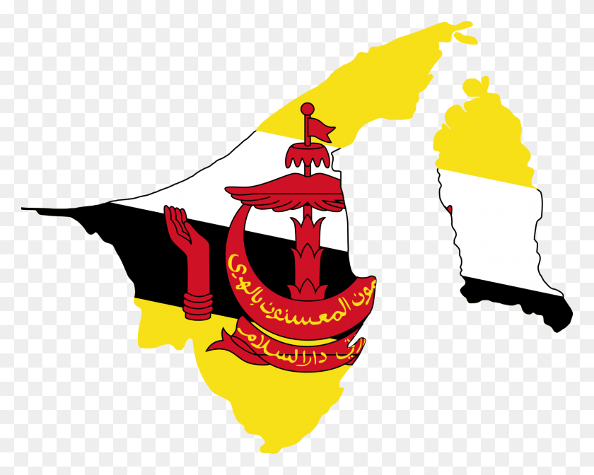 1528x1199 Flag Map Of Brunei Brunei Flag Map, Person, Human, Symbol HD PNG Download