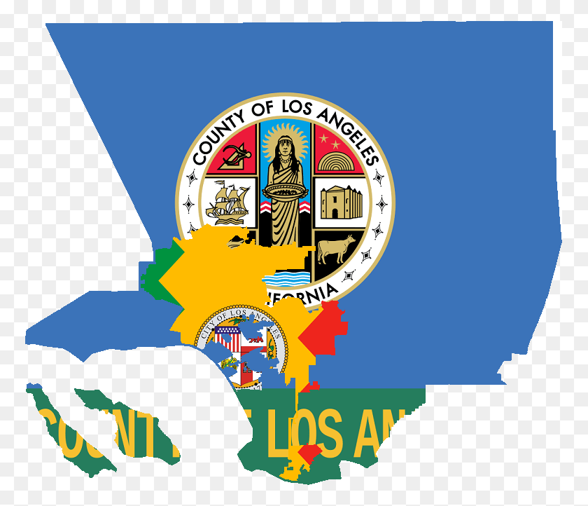 767x662 Flag Map Of Los Angeles Seal Of Los Angeles County California, Graphics, Doodle HD PNG Download