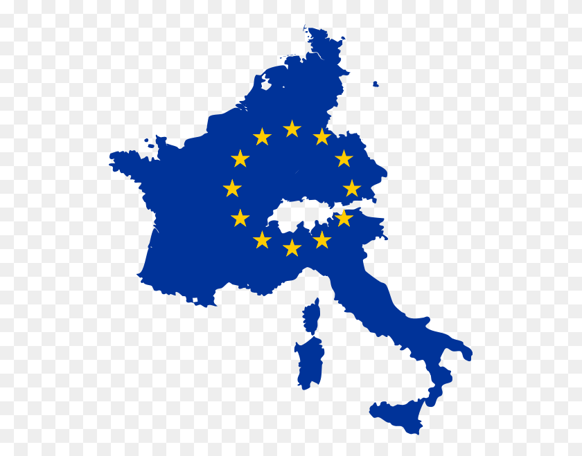 525x599 Flag Map Of The European Union Europe Map Eu Flag, Symbol, Shoreline, Water HD PNG Download