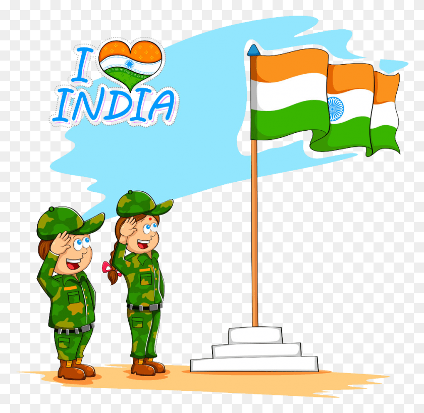 940x914 Flag Of India Drawing Clip Art Soldiers Republic Day Full, Person, Human, Symbol HD PNG Download