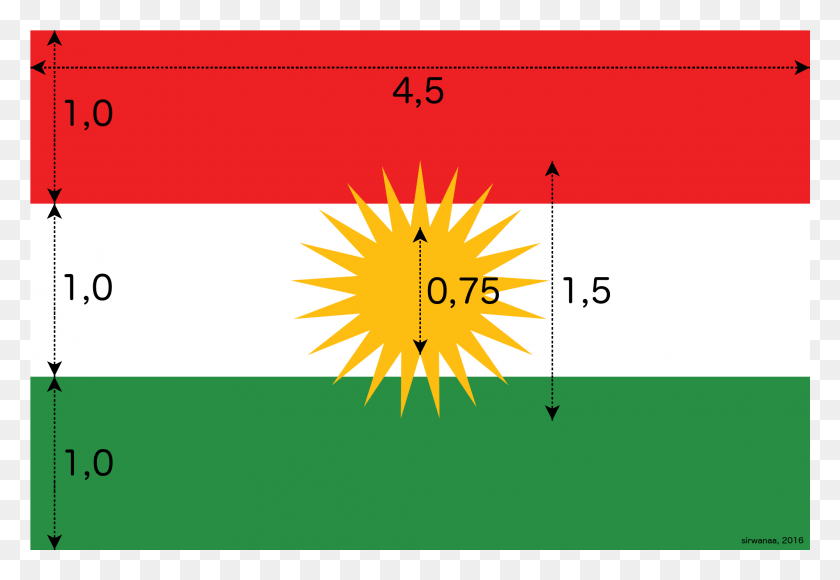 2001x1334 Flag Of Kurdistan With Measure Kurdistan Flag, Number, Symbol, Text HD PNG Download
