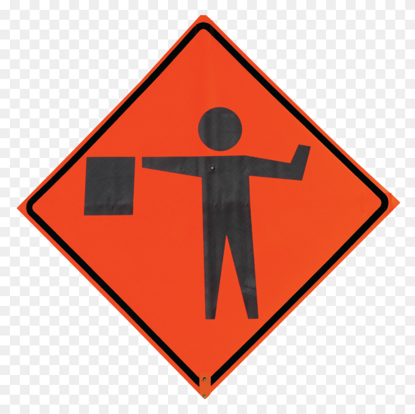 1215x1214 Flagman Symbol Traffic Sign Flagman Sign, Road Sign, Triangle HD PNG Download
