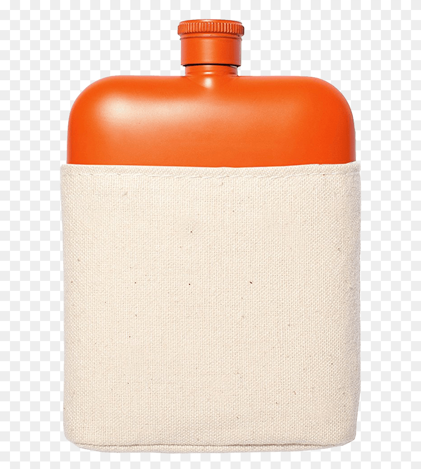 605x875 Flask With Canvas Carrier Orange 0 Orange Flask, Lamp, Rug, Bottle HD PNG Download