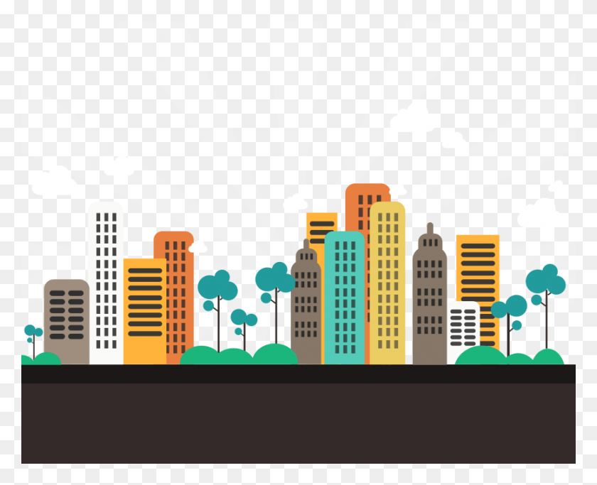 864x691 Flat Apartment City Abstract Design Gandhinagar Clipart City Building Cartoon, Urban, Town, High Rise HD PNG Download