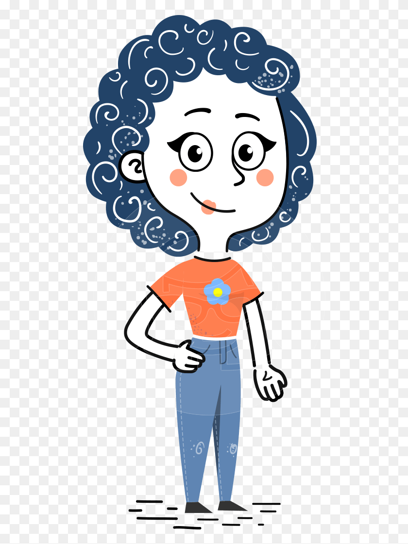 500x1061 Flat Hand Drawn Casual Girl Vector Character Aka Cassidy Confused Cartoon Character, Graphics, Face HD PNG Download