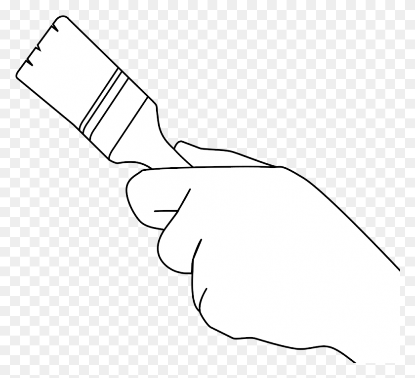 971x880 Flat Paintbrush In Hand Line Art, Blade, Weapon, Weaponry HD PNG Download
