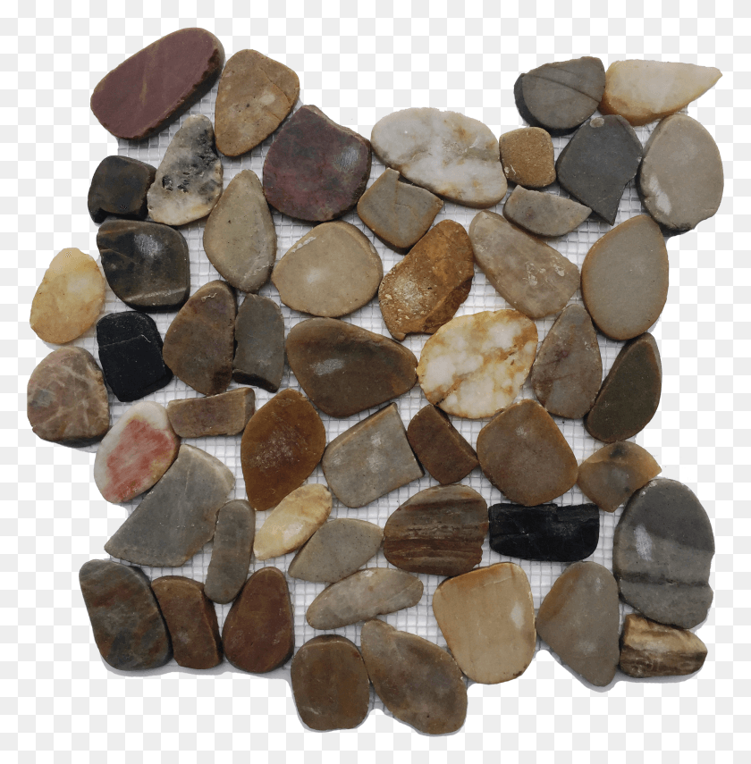 2322x2369 Flat Polished Mixed Color Pebble Mosaic Beige Shower Tile Rock HD PNG Download