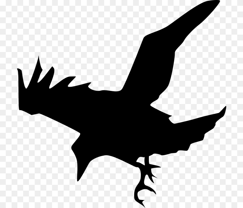Flat Sketch Silhouette Cartoon Down Eagle Spring Raven Silhouette, Animal, Fish, Sea Life, Shark Sticker PNG