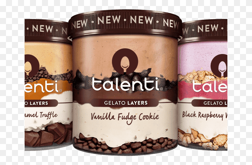 677x490 Flavors Include Vanilla Fudge Cookie Salted Caramel Talenti Ice Cream Layers, Dessert, Food, Coffee Cup HD PNG Download