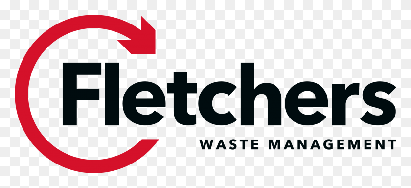 2541x1056 Fletchers Waste Management Logo Graphic Design, Symbol, Trademark, Text HD PNG Download