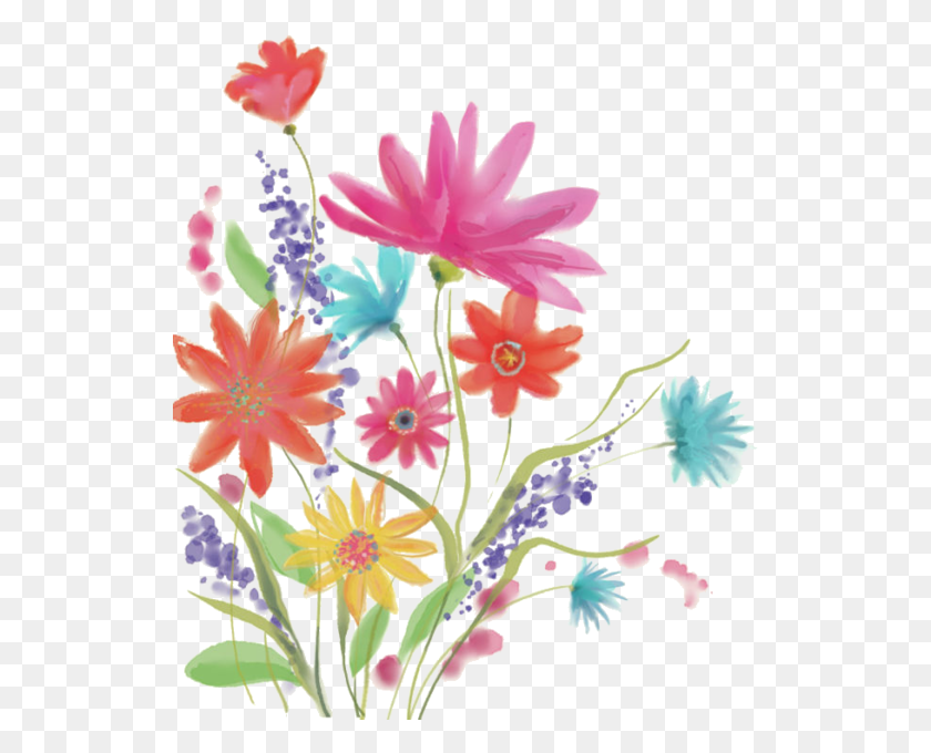 529x620 Цветочная Акварель Fleurs Flowers Bloemen, Цветочный Дизайн, Узор, Графика Hd Png Скачать