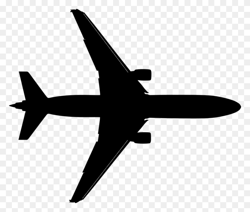 859x720 Flight Clipart Boeing Plane Silhouette, Gray, World Of Warcraft HD PNG Download