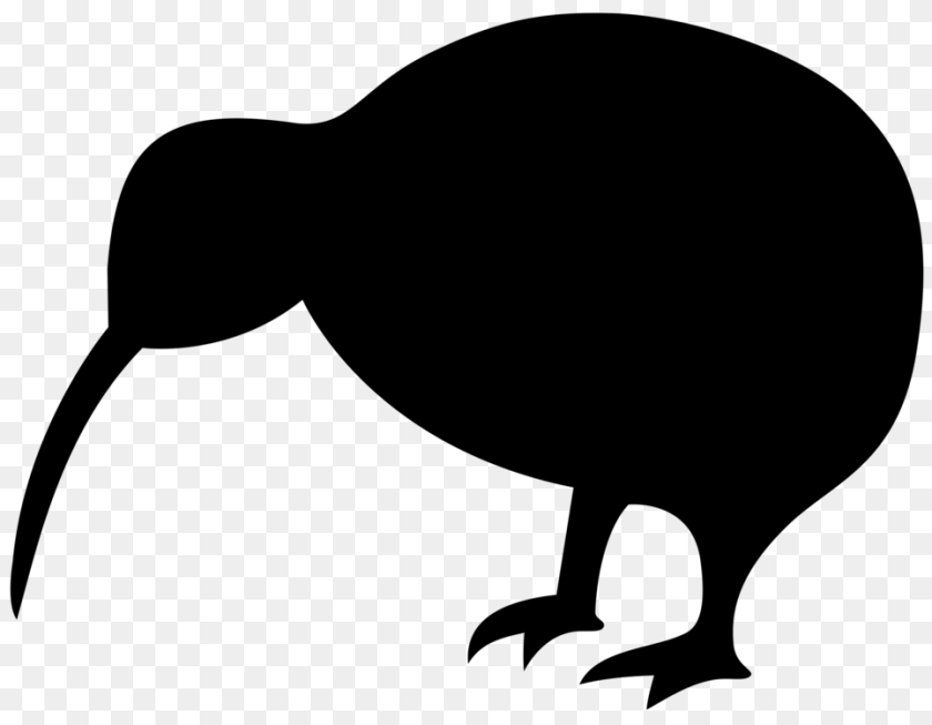 965x750 Flightless Bird Silhouette Drawing Kiwi, Gray PNG