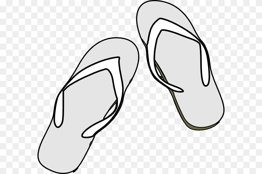 600x559 Flip Flops Black White Clip Art At Clker Chappal Black And White, Clothing, Flip-flop, Footwear, Appliance Transparent PNG