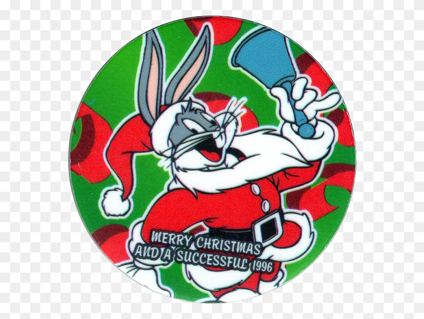 572x572 Flippos Gt Christmas 01 Bugs Bunny Wearing Santa Costume Cartoon, Label, Text, Logo HD PNG Download