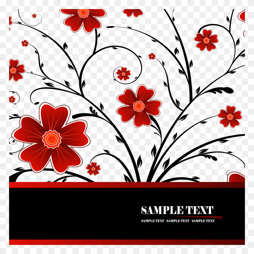 1500x1500 Floral Background Vector Graphics Free Red Floral Background, Floral Design, Pattern HD PNG Download