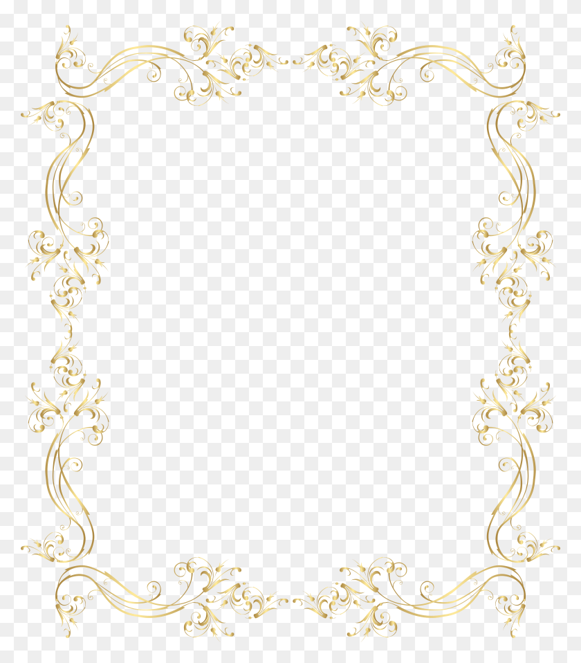 6875x7921 Floral Border Frame Gold Clip Art, Oval, Pattern, Floral Design HD PNG Download