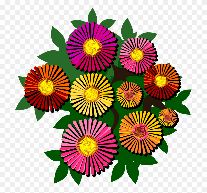 719x724 Descargar Png Diseño Floral Crisantemo Flores Cortadas Transvaal Margarita Común Zinnia, Gráficos, Patrón Hd Png