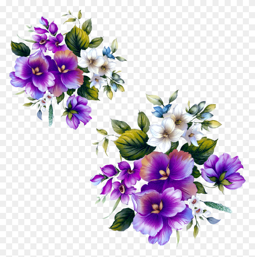 1709x1722 Цветочный Дизайн Цветок Фиолетовый Прозрачный Фиолетовый Цветочный Узор, Растение, Герань, Цветение Png Скачать