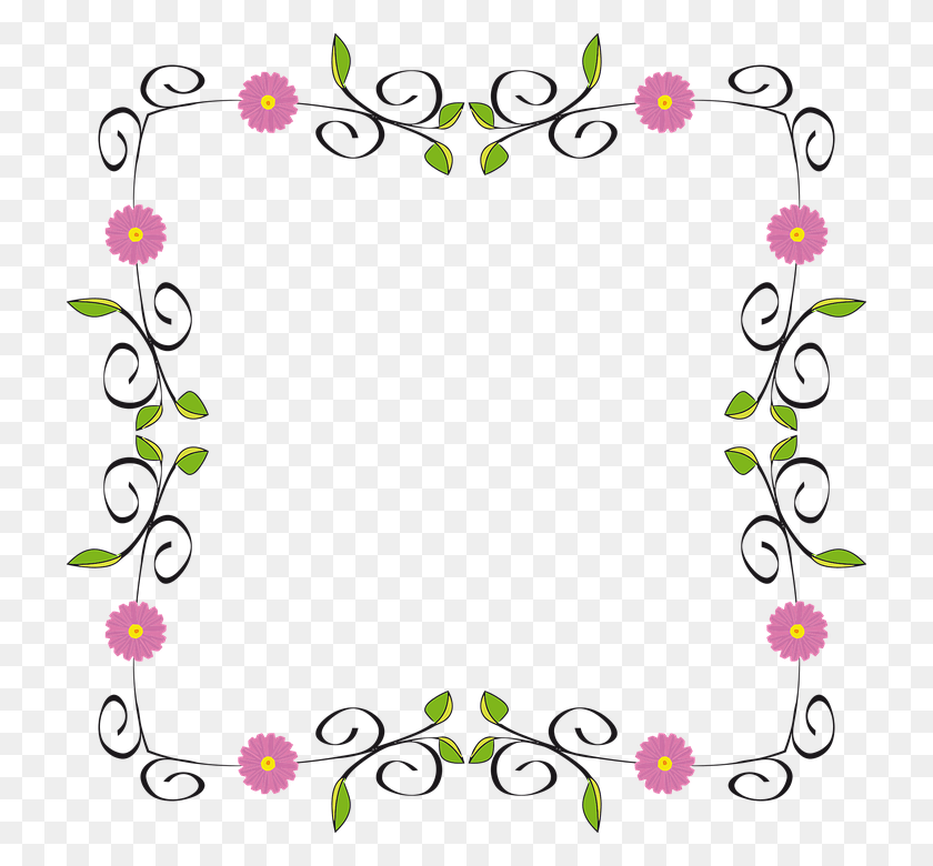 720x720 Floral Flower Flourish Border Frame Abstract Art Frame Flower Border Designs, Graphics, Floral Design HD PNG Download