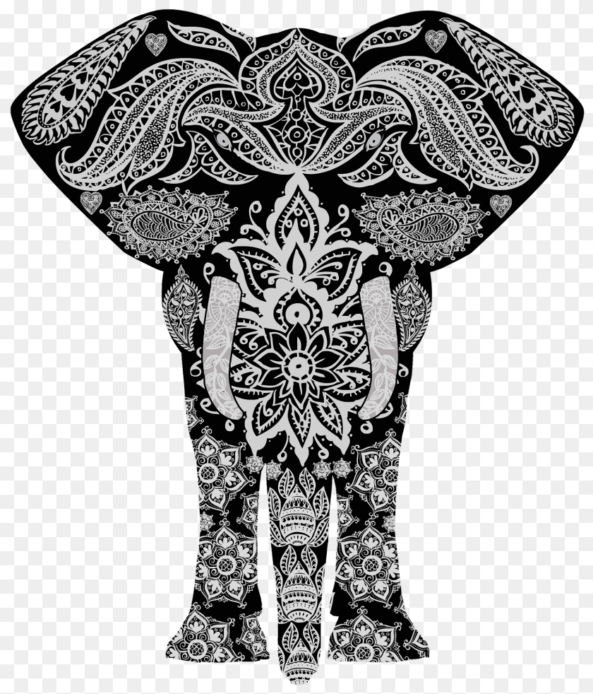 1642x1920 Floral Pattern Elephant 2 Clipart, Art, Animal, Fish, Sea Life Transparent PNG