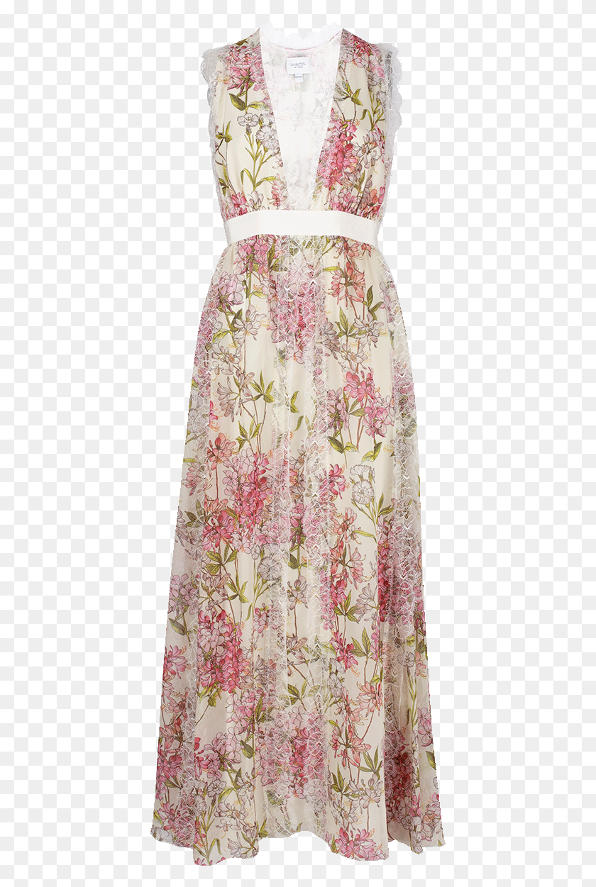 417x1191 Floral Print Long Dress Day Dress, Clothing, Apparel, Skirt HD PNG Download