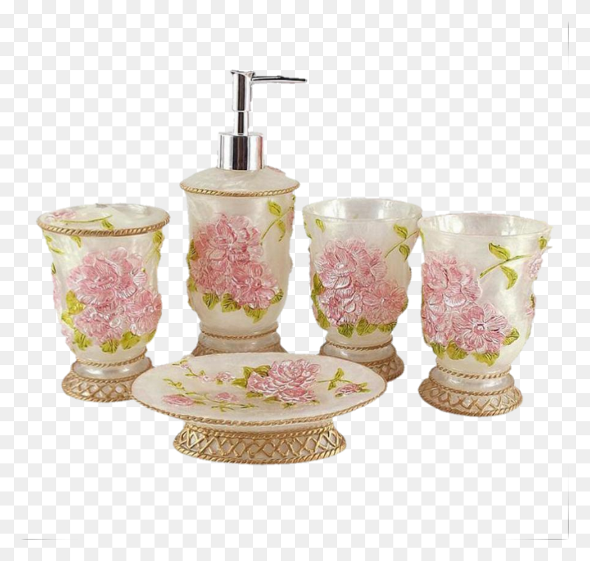 901x854 Floral Soap Dish Set Bathroom, Porcelain, Pottery HD PNG Download