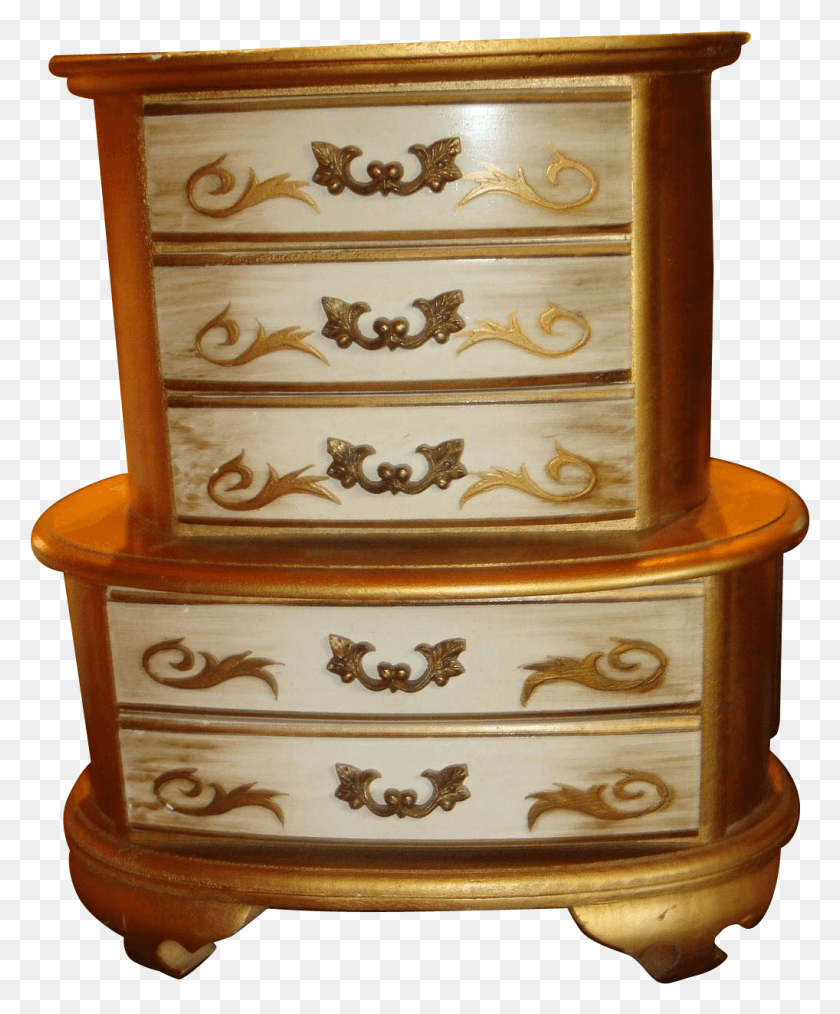 1018x1246 Florentine Wooden Gold Gesso 5 Drawer Double Level Chest Of Drawers, Furniture, Dresser, Cabinet HD PNG Download