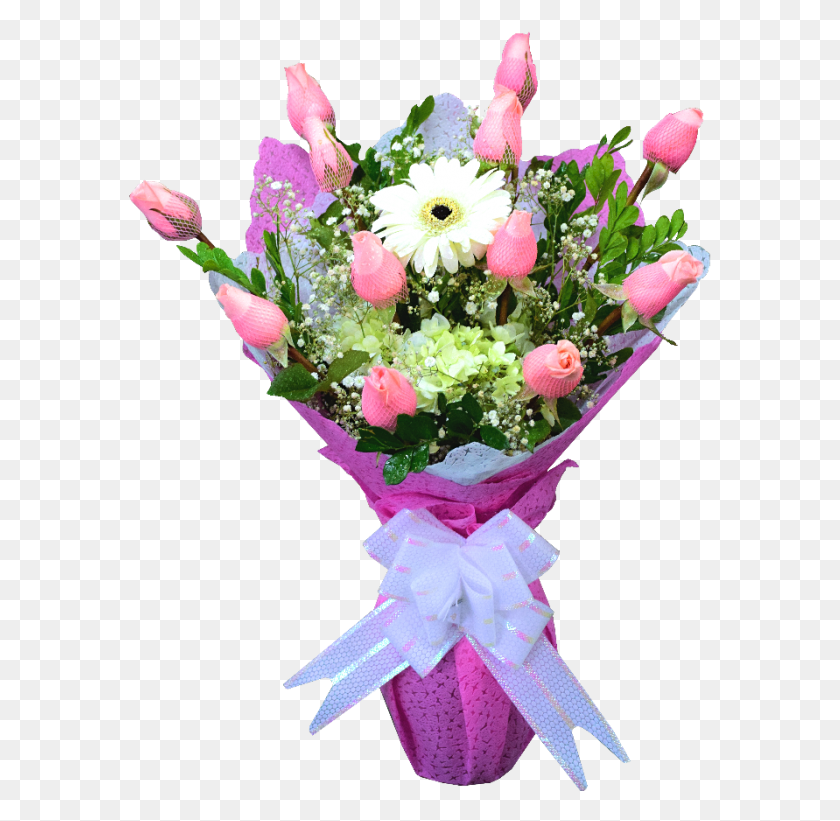 583x761 Florero De Rosas Rosadas Y Globo Bouquet, Plant, Flower Bouquet, Flower Arrangement HD PNG Download
