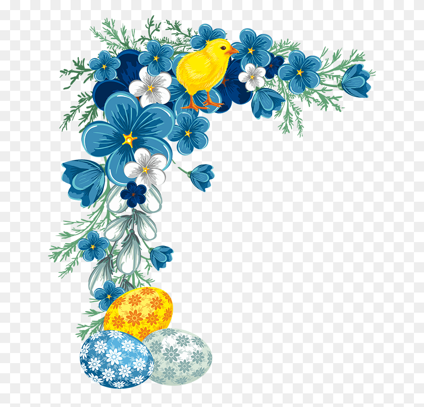 650x747 Flores Blue Flower Corner, Graphics, Floral Design Descargar Hd Png