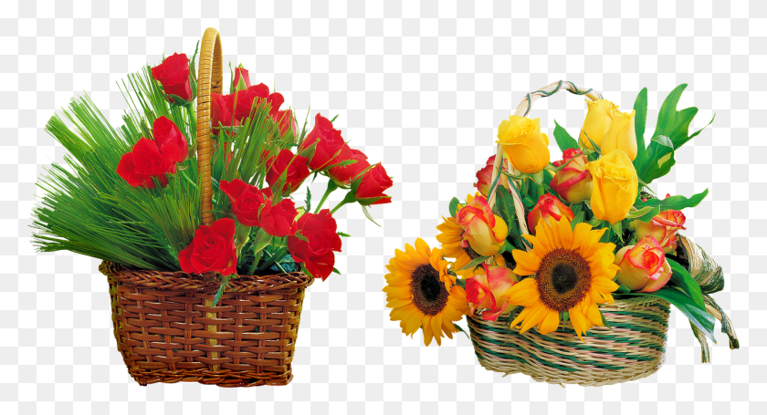 1280x649 Флорес En Cesta Girasoles Tulipanes Dia De La Madre Весенняя Цветочная Корзина, Растение, Цветок, Цветение Hd Png Скачать