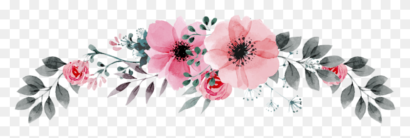 1515x437 Флорес Пара Топо Де Боло Анемон Краска, Растение, Цветочный Дизайн, Узор Hd Png Скачать