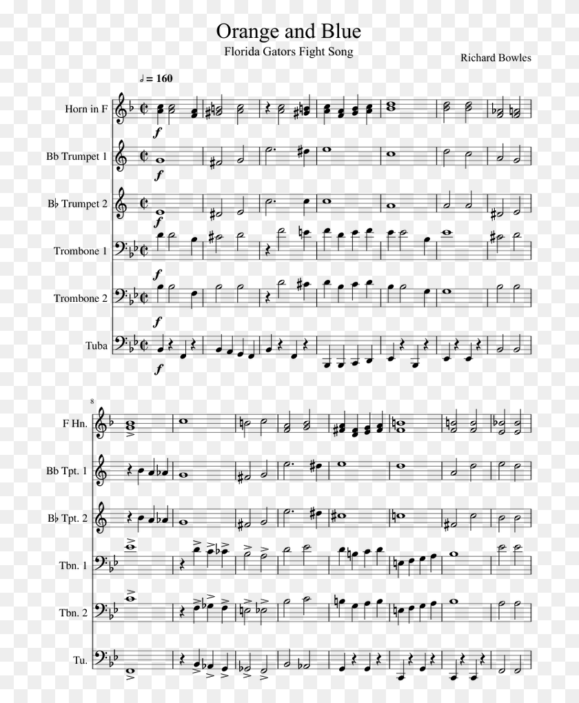 709x960 Florida Fight Song Sheet Music For French Horn Trumpet Orange And Blue Sheet Music Trumpet, Gray, World Of Warcraft HD PNG Download