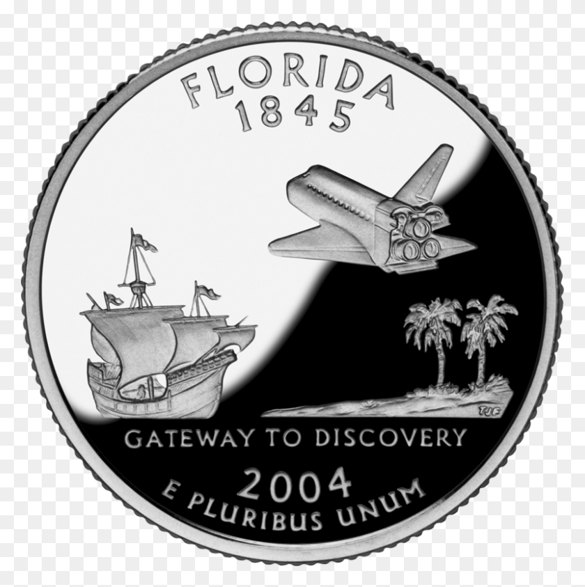 800x804 Florida Florida State Quarter, Money, Coin, Boat HD PNG Download