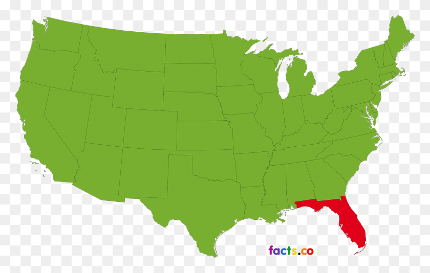 1600x974 Florida In The Usa Map Transparent Background Us Map, Leaf, Plant, Diagram HD PNG Download