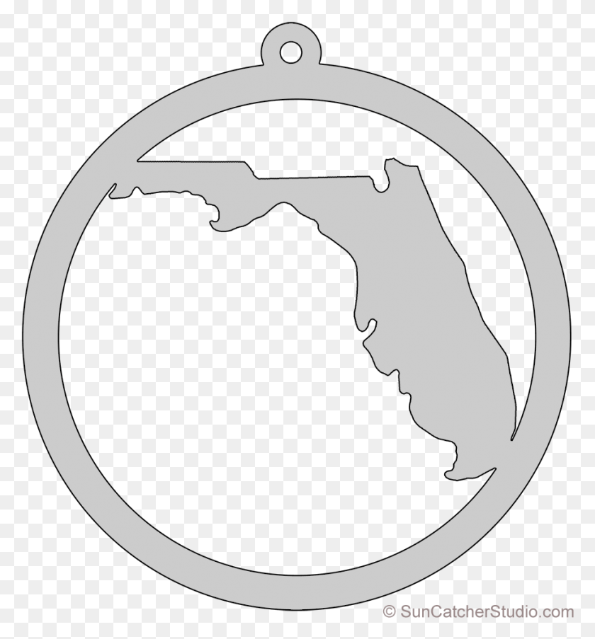 908x982 Florida Map Circle Free Scroll Saw Pattern Shape State Circle, Stencil, Symbol HD PNG Download